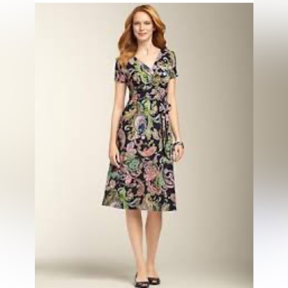 Talbots Faux Wrap Belted Dress. Suze MP. - Picture 2 of 15